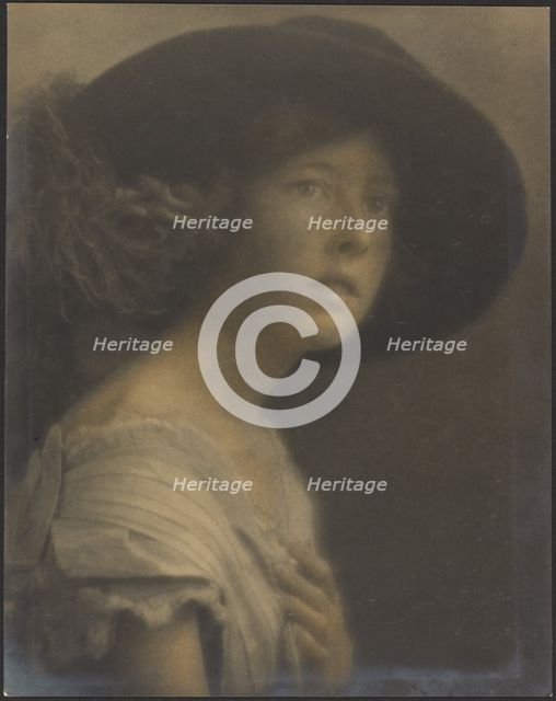 Portrait of a Young Woman with Black Hat, 1907-1943. Creator: Louis Fleckenstein.