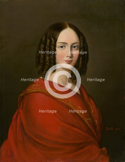 Portrait of a young woman with ringlets, 1850. Creator: Imrich Emanuel Roth.