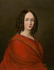 Portrait of a young woman with ringlets, 1850. Creator: Imrich Emanuel Roth
