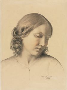 Portrait of a Young Woman, c. 1854-1858. Creator: Octave Tassaert (French, 1800-1874)
