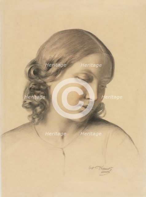 Portrait of a Young Woman, c. 1854-1858. Creator: Octave Tassaert (French, 1800-1874).