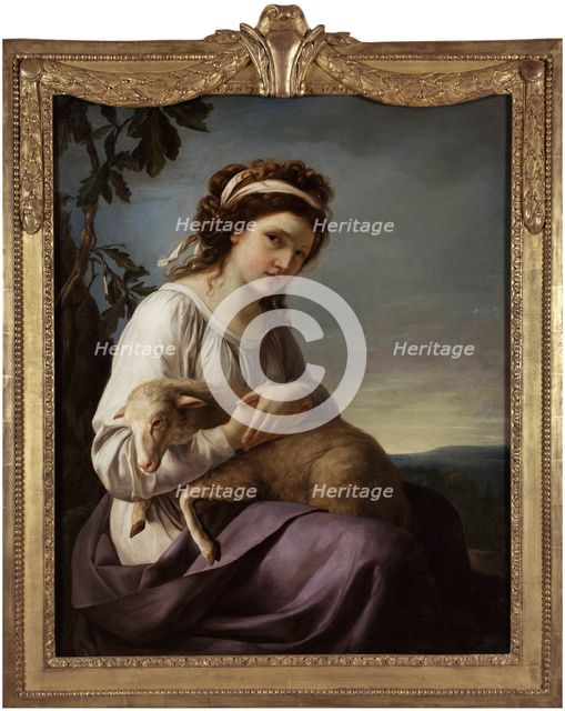 Portrait of a young woman holding a lamb, 1788. Creator: Nanine Vallain.