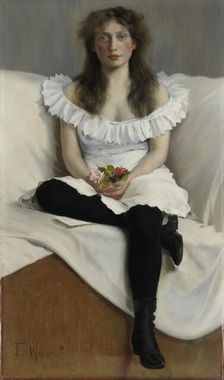 Portrait of a Young Woman in White, 1893. Creator: Torsten Wasastjerna