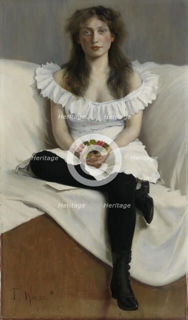 Portrait of a Young Woman in White, 1893. Creator: Torsten Wasastjerna.