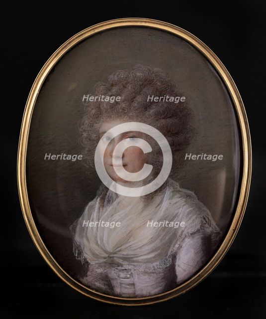 Portrait of a young woman in a curly wig, c1789. Creator: Francois Ferriere.