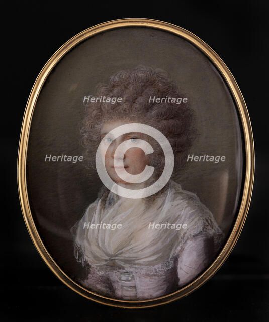 Portrait of a young woman in a curly wig, c1789. Creator: Francois Ferriere.