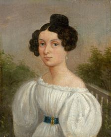 Portrait of a Young Woman in a White Dress, 1830-1840. Creators: Unknown, Jozef Czauczik