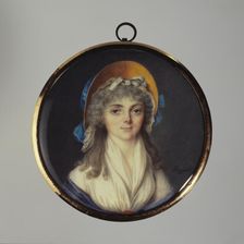 Portrait of a young woman in a yellow hat, c1795. Creator: Jean-Alexandre Boquet