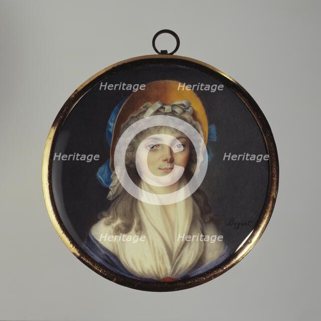 Portrait of a young woman in a yellow hat, c1795. Creator: Jean-Alexandre Boquet.