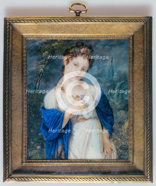 Portrait of a young woman in flowers, c1800. Creator: Schrader.