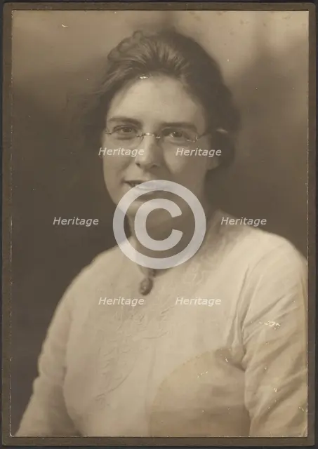 Portrait of a Young Woman in Glasses, 1907-1943. Creator: Louis Fleckenstein.