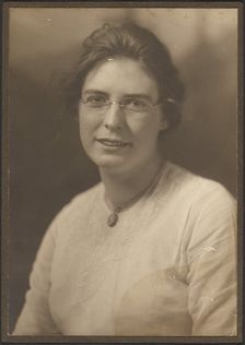 Portrait of a Young Woman in Glasses, 1907-1943. Creator: Louis Fleckenstein