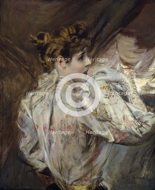 Portrait of a Young Woman in Profile (Eleonora Duse), c. 1895. Creator: Boldini, Giovanni (1842-1931).