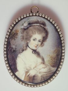 Portrait of a young woman leaning on crossed arms , c1790. Creator: English School