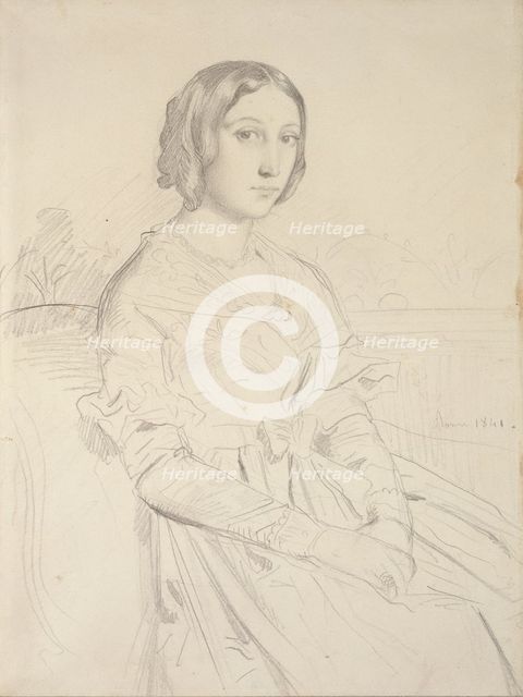 Portrait of a young Woman, seated three-quarters to left, 1839-1856. Artist: Theodore Chasseriau.