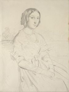 Portrait of a young Woman, seated three-quarters to left, 1839-1856. Artist: Theodore Chasseriau