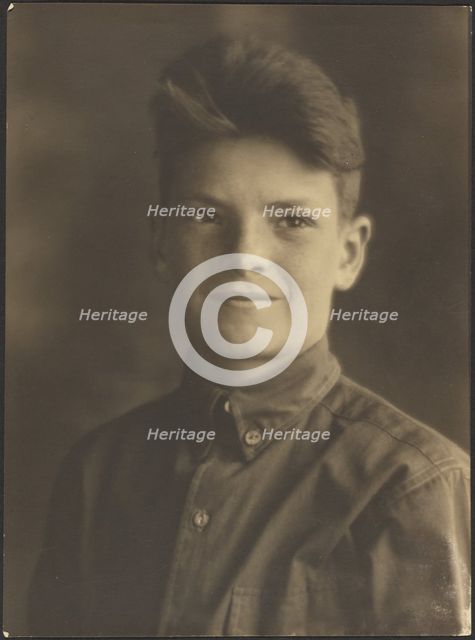 Portrait of a Young Boy in Button Up Shirt, 1907-1943. Creator: Louis Fleckenstein.