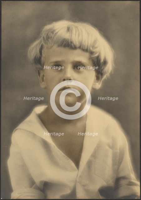 Portrait of a Young Boy in White Shirt, 1907-1943. Creator: Louis Fleckenstein.