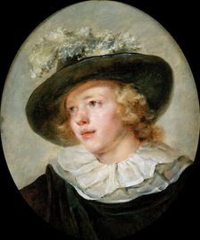 Portrait of a young boy with a feathered hat, c. 1786-88. Creator: Fragonard, Jean Honoré (1732-1806)