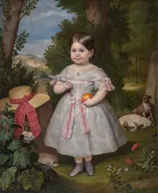 Portrait of a Young Girl in a Landscape, 1847. Creator: Carlos Luis de Ribera y Fieve