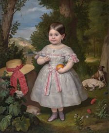 Portrait of a Young Girl in a Landscape, 1847. Creator: Carlos Luis de Ribera y Fieve