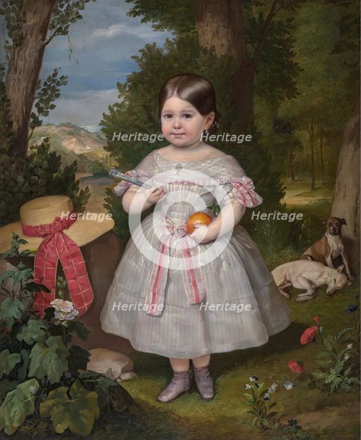 Portrait of a Young Girl in a Landscape, 1847. Creator: Carlos Luis de Ribera y Fieve.