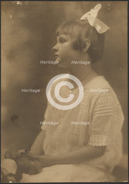 Portrait of a Young Girl with Flowers in Lap, 1907-1943. Creator: Louis Fleckenstein.