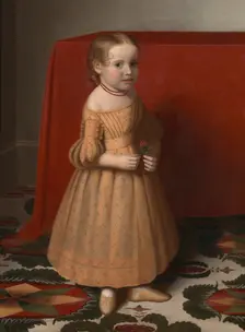 Portrait of a Young Girl with Rose, ca. 1838. Creator: Oliver Tarbell Eddy