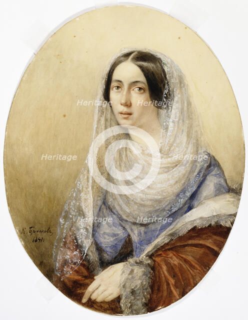 Portrait of a young Lady, 1841. Creator: Briullov, Karl Pavlovich (1799-1852).