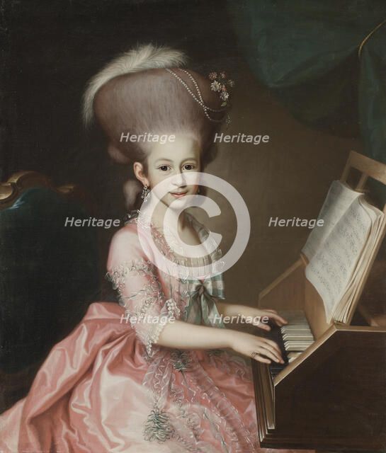 Portrait of a Young Lady at the Clavichord, 1779. Artist: Urlaub, Georg Anton Abraham (1744-1788)