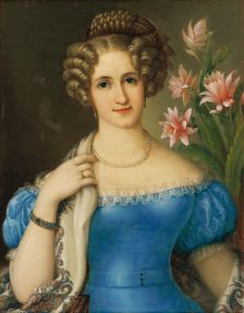 Portrait of a Young Lady in a Blue Dress, 1826. Creator: Jozef Ginovský
