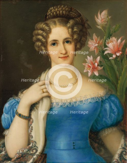Portrait of a Young Lady in a Blue Dress, 1826. Creator: Jozef Ginovský.