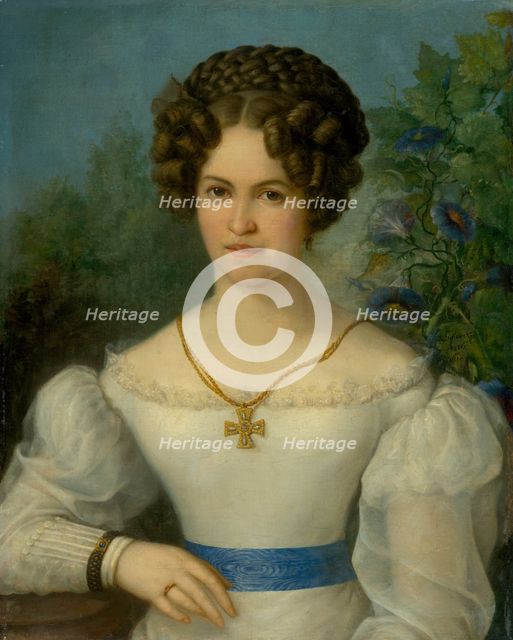 Portrait of a Young Lady in a White Dress, 1826. Creator: Jozef Ginovský.