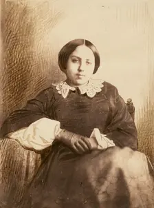 Portrait of a young lady, probably Cécile Devéria, 1853. Creators: Achille Deveria, Théodule Deveria