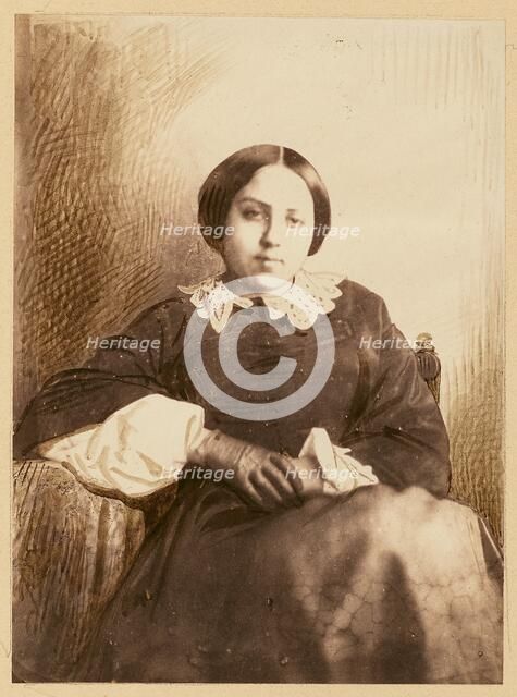 Portrait of a young lady, probably Cécile Devéria, 1853. Creators: Achille Deveria, Théodule Deveria.
