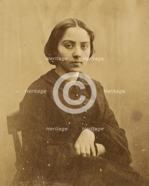 Portrait of a young lady, probably Cécile Devéria, about 1850-1855. Creators: Achille Deveria, Théodule Deveria, Octave Benoist.