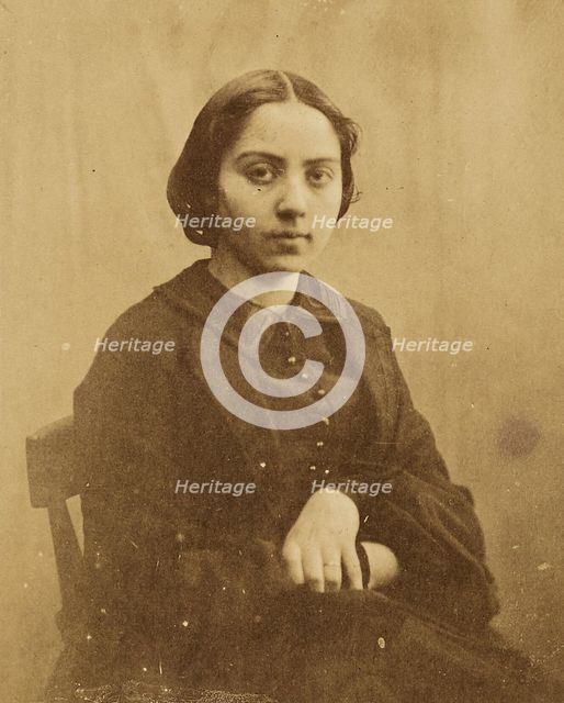Portrait of a young lady, probably Cécile Devéria, about 1850-1855. Creators: Achille Deveria, Théodule Deveria, Octave Benoist.