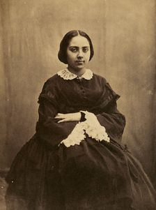 Portrait of a young lady, probably Cécile Devéria, about 1850-1855. Creators: Achille Deveria, Théodule Deveria, Octave Benoist