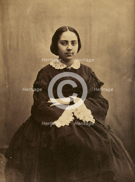 Portrait of a young lady, probably Cécile Devéria, about 1850-1855. Creators: Achille Deveria, Théodule Deveria, Octave Benoist.