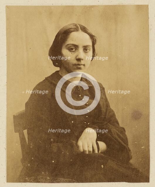 Portrait of a young lady, probably Cécile Devéria, about 1850-1855. Creators: Achille Deveria, Théodule Deveria, Octave Benoist.