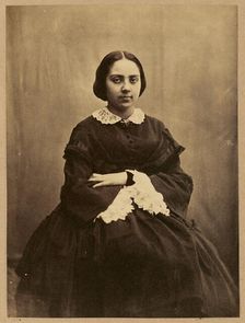 Portrait of a young lady, probably Cécile Devéria, about 1850-1855. Creators: Achille Deveria, Théodule Deveria, Octave Benoist