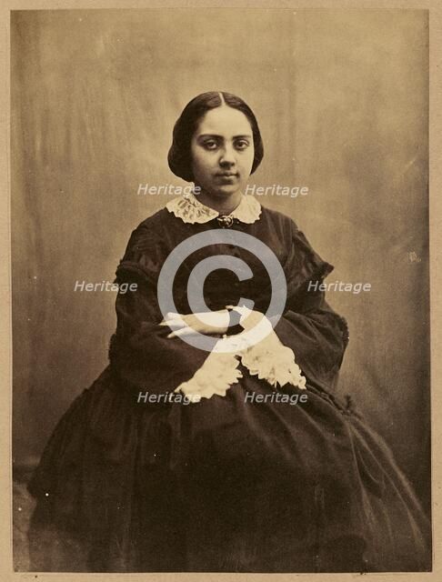 Portrait of a young lady, probably Cécile Devéria, about 1850-1855. Creators: Achille Deveria, Théodule Deveria, Octave Benoist.