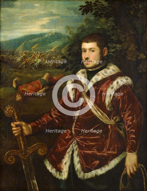 Portrait of a Young Man as David, ca 1555. Artist: Tintoretto, Jacopo (1518-1594)