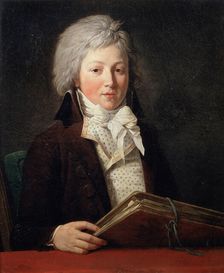 Portrait of a Young Man holding a Folder with Drawings 1791. Artist: Francois-Andre Vincent