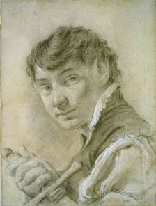 Portrait of a Young Man Holding a Sword, c. 1735. Creator: Giovanni Battista Piazzetta