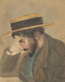 Portrait of a young man in a straw hat, 1878. Creator: Jan Veth