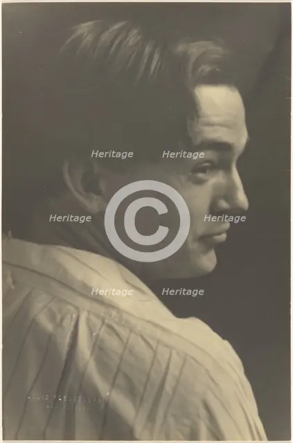 Portrait of a Young Man in Striped Shirt, 1907-1924. Creator: Louis Fleckenstein.