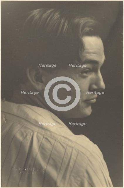Portrait of a Young Man in Striped Shirt, 1907-1924. Creator: Louis Fleckenstein.