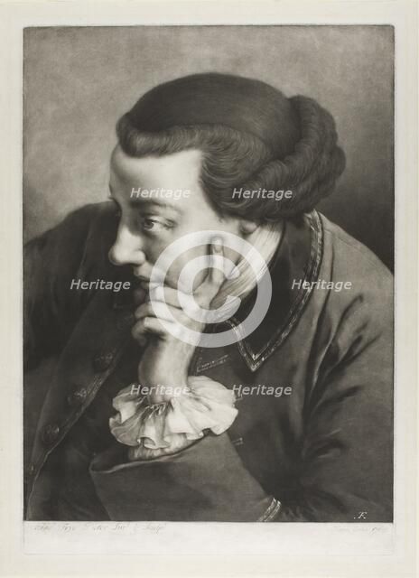 Portrait of a Young Man, Looking to the Left (Self-Portrait), from Life-Sized Heads, 1760. Creator: Thomas Frye.