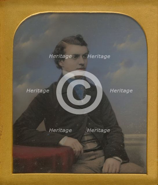 Portrait of a Young Man Seated at Table, about 1852. Creator: Richard Beard.